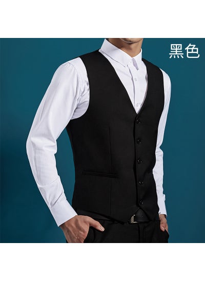 اشتري Mens Slim Fit Suit Vest Formal Black WaistcoatBlack Black في السعودية