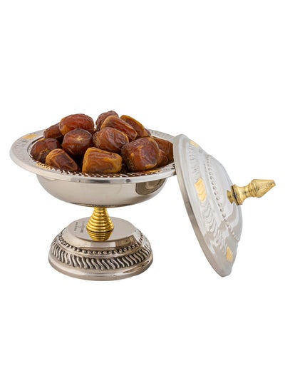 Buy Indian Copper dates storage, dates Storage, Silver*Gold, Size 18 Cm in Saudi Arabia