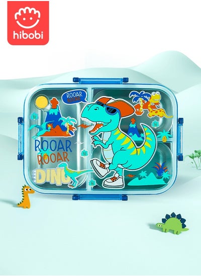 Buy Kids Lunch Box Stainless Steel Bento Box - Dinosaur Green in Saudi Arabia