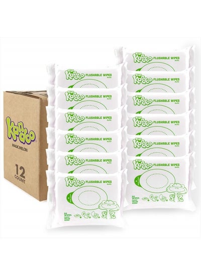 Buy Flushable Wipes for Baby and Kids by Kandoo, Magic Melon, Potty Training Wet Cleansing Cloths, 50 Count, Pack of 12 in UAE