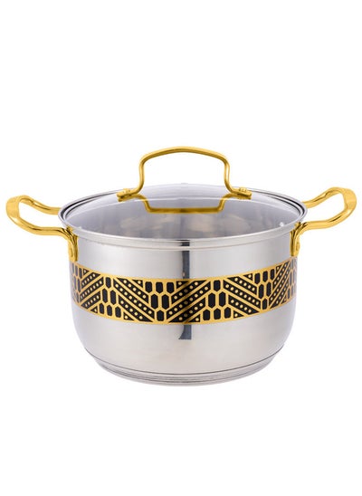 Buy Stainless Steel Casserole 20Cm Silver/Gold/Black in Saudi Arabia