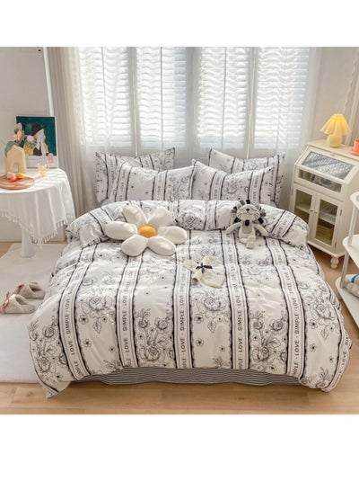 Buy 4-piece Bedding Set Microfiber Soft Quilt Set With 1 Quilt Cover 1 Flat Sheet And 2 Pillowcases 2m Bed（200*230cm） in UAE