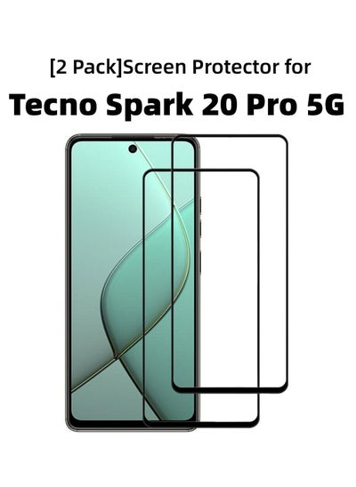 اشتري [عبوتان] واقي شاشة لهاتف Tecno Spark 20 Pro 5G مصنوع من زجاج عالي النفاذية ومقاوم للخدش في السعودية