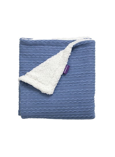 Buy Luxe Sherpa Baby Blanket 75x100Cm Blue in UAE