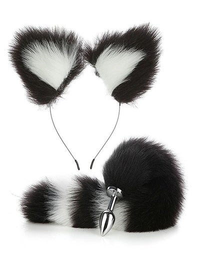 Buy Handmade Soft Fur Cat Ears Headwear Headband and Fox Tail Anime Fancy Dress Party Cosplay Costume in UAE