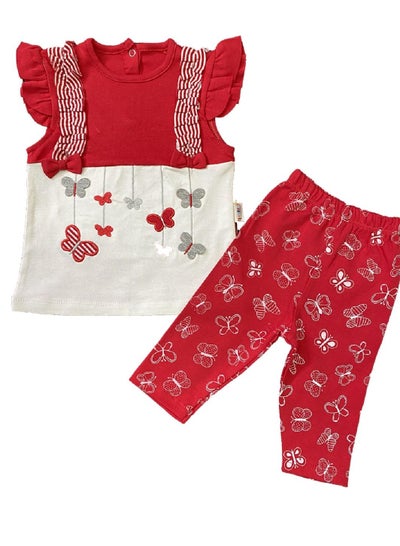 Buy Embroidered Pants Pajama Set For Girls 3317-R in Egypt