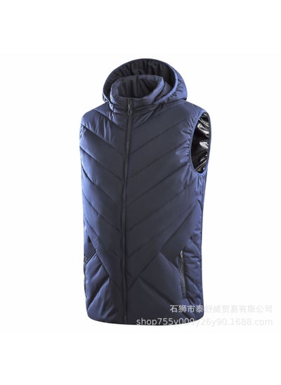 Buy Winter Couples Heating Vest Hat-off Electric Heating Vest Intelligent Temperature Control Heating Vest Heating Clothes Jacket Men's blue in UAE