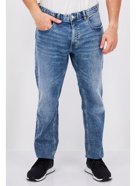 Buy Men Relaxed Fit Wash Stretchable Jeans, Blue in UAE