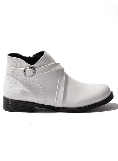 Buy Lifestylesh G-19 Ankle boot leather flat - White in Egypt