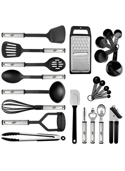 Buy Kitchen Utensil Set 24 Nylon and Stainless Steel Utensil Set NonStick and Heat Resistant Cooking Utensils Set Best Kitchen Tools, Useful Pots and Pans Accessories and Kitchen Gadgets in UAE