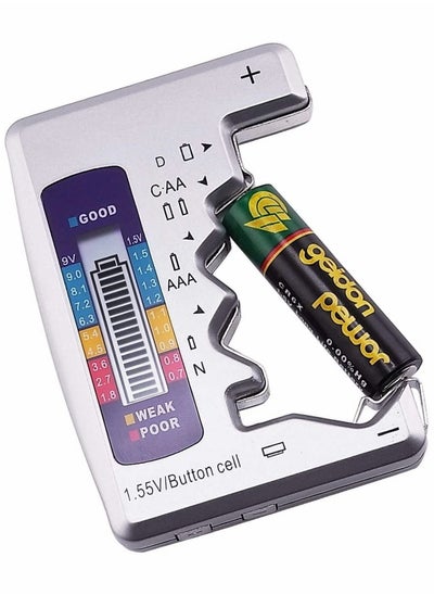 اشتري Digital Battery Tester, Universal Battery Checker C AA AAA D N 9V 1.5V ButtonCell, 3-Types Red/Yellow/Green Instructions Mini Battery Capacity Measuring Tool في السعودية