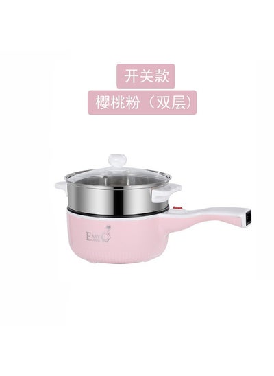 اشتري Multi-functional household small electric cooker mini student dormitory electric cooker small household appliances electric wok smart single handle pot 2L pink black liner (with steamer) في الامارات