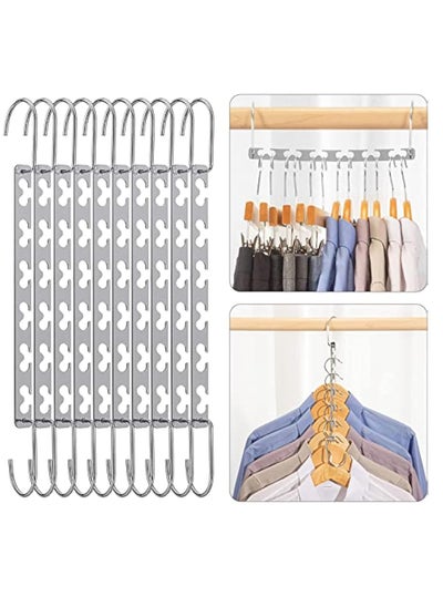 Buy Metal Wonder Hanger, 6 Pcs Multifunctional Space Saving Hangers Heavy Duty Hangers, Foldable Double Hangers Closet Organizers for Coat, Slacks, Dress, Coat Sweaters (Sliver) Visit the Arabest Store in UAE