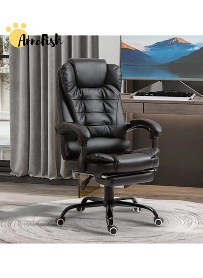 Buy Ergonomic Office Desk Computer Chair PU Leather Swivel Adjustable Height High-Back Reclining Chair with Two Points Massage in Saudi Arabia