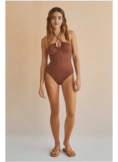 Buy Shiny tie neck swimsuit in Egypt