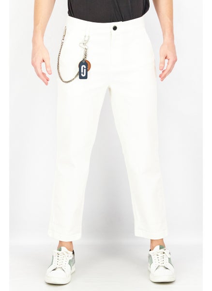 Buy Men Von Fit Solid Stretchable Denim Jeans, White in UAE