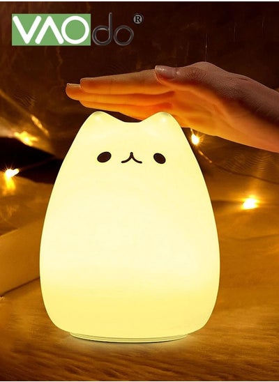 اشتري Cute Kitty Night Light Gifts for Women Teen Girls Baby Night Lights for Kids Bedroom Cute Kitty Silicone Nightlights for Children Toddler Multicolor Light في الامارات