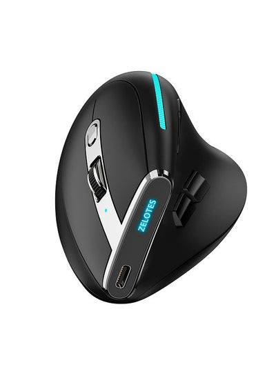 اشتري F-36 Wireless vertical 2.4G Bluetooth mouse full color light 8 key programming five DPI game mouse built-in 730mah lithium battery Black في السعودية