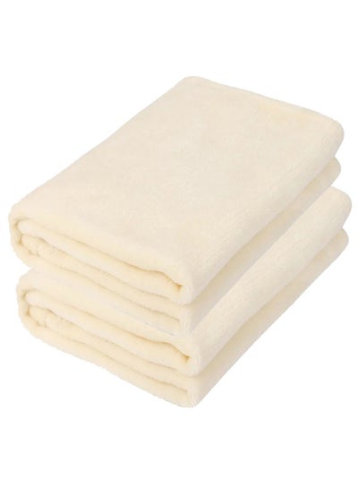 Buy 2-Piece Microfiber Bath Towel 70*140cm, Soft, Durable, Super Absorbent and Fast Drying, Off White in UAE