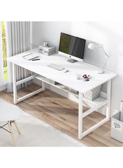 اشتري Computer Table with Bookshelf 120cm Wood Computer Desk with Storage Shelves Modern Laptop Table Study Table Workstation for Home Office Furniture Easy Assembly في السعودية