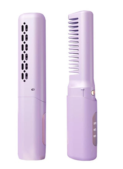 اشتري Rechargeable Mini Hair Straightener, Cordless Styling Comb Iron LCD Display, USB Portable Travel Brush Women, Anti-Static Negative Ions, Heating Evenly, Made of ABS Material, for All Hair Types في الامارات