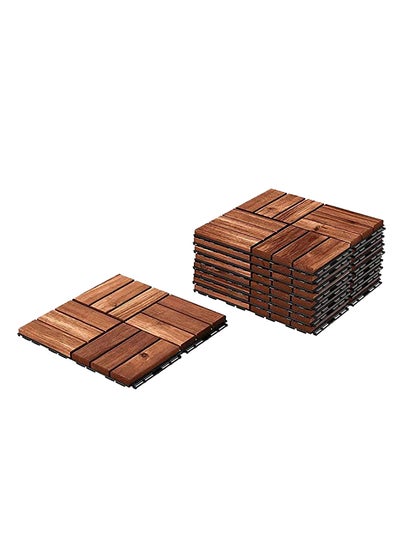 Buy Hometaste Hard Wood Interlocking Patio Deck Tiles Acacia Wood Deck Tiles Interlocking Outdoor, Patio Tiles Outdoor Interlocking Waterproof All Weather. (10_ Pieces) in UAE