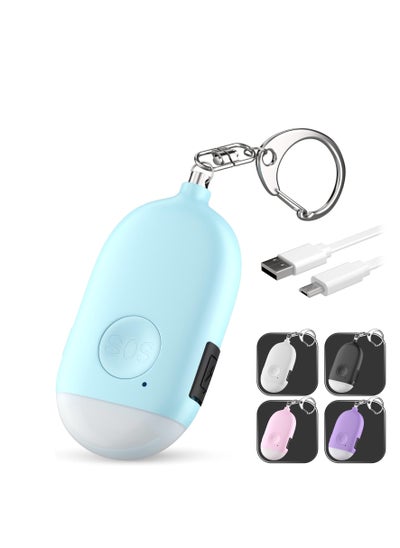 Buy Rechargeable Self Defense Keychain Alarm – 130 dB Loud Emergency Personal Siren Ring with LED Light – SOS Safety Alert Device Key Chain for Women, Kids, Elderly, and Joggers (Blue) in Saudi Arabia