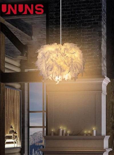 Buy Feather Ceiling Pendant,LED White Feather Ceiling Light Fixture,E27 Hanging Lamp Applicable to Bedroom,Living Room,Dining Room in UAE