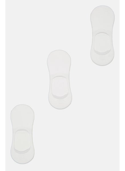 Buy Men 3 Pairs Solid Foot Socks, White in UAE