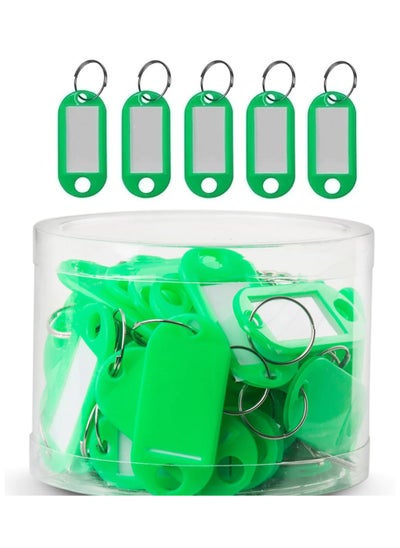 اشتري 50pc Key Tags Plastic Key Rings, Bulk Keychains with Writeable Identification Label Green في الامارات