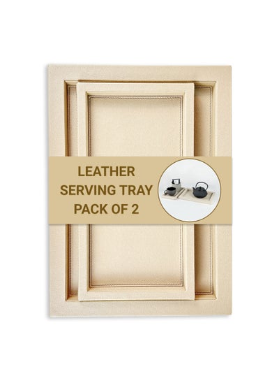 اشتري Leather Serving Tray (Cream Set of 2) في الامارات