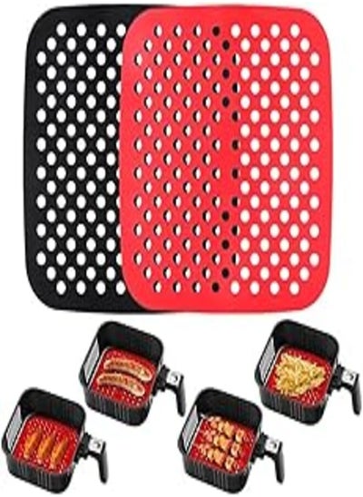 Buy Beauenty 2-pcs Reusable Air Fryer Liner Square, 7.5" Easy-clean Non-stick Silicone Pad, Mini Air Fryer Cooking Accessories Replacement For Parchment Paper BPA Free(black+red) in Egypt