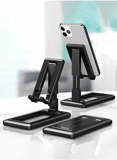 اشتري Foldable Desk Bracket Smartphone Stand for iPad iPhone Samsung Desk Holder Adjustable PC Tablet Mobile Phone Desktop Phone Stand Black في الامارات