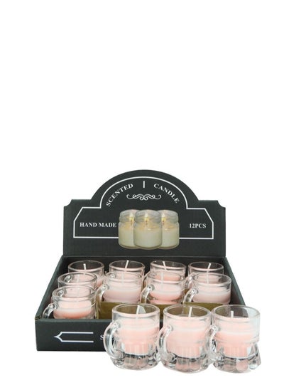 Buy Scented Jar Candle (Set of 12 PCS) with Fragrance Gift Box - Pink in UAE