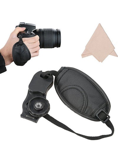 Buy Soft Faux Leather Hand Grip Wrist Strap Black in Saudi Arabia