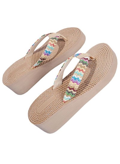 Buy Summer Ladies Flip Flops Fashion Woven Beach Flip Flops in UAE