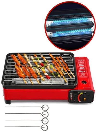 Buy Portable Outdoor BBQ Gas Stove Auto Ignition Lightweight and Safe Made of High Quality Material Red in Saudi Arabia