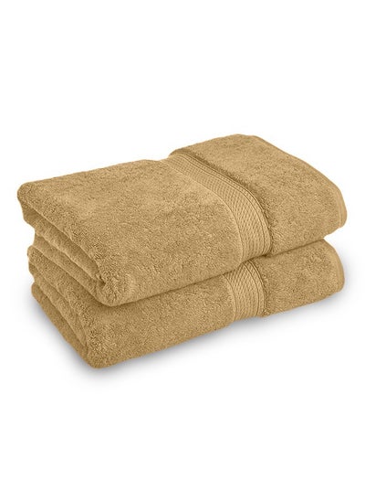 Buy Set of 2 Egyptian Cotton Towels, Beige in Saudi Arabia