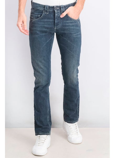 اشتري Men Regular Fit Five Pocket Jeans, Washed Indigo في الامارات