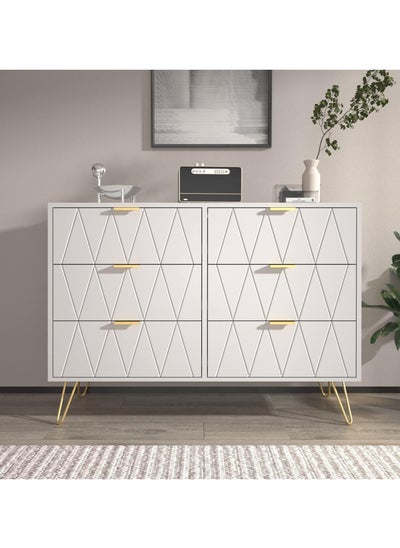 Buy Dresser Closet With 6 Drawers Dressers Organizer for Bed Room Living Room Kids Room Nursery Hallway White Color in UAE