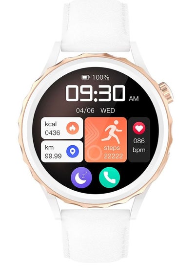 Buy GT5 PRO Smart Watch with Leather Strap White - 300mAh Battery, IP68 Water Proof, Smart Calling, Multi Sport Mode, White/Golden in Saudi Arabia