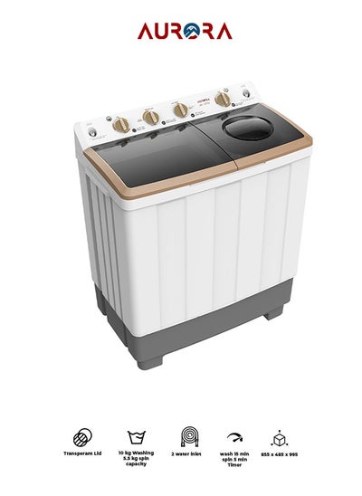 Buy 10 KG Twin Tub Semi-Automatic Washing Machine, Durable Plastic, Lightweight for Easy Mobility, User-Friendly Operation, White Color | Model Name: AR-11TTH in Saudi Arabia