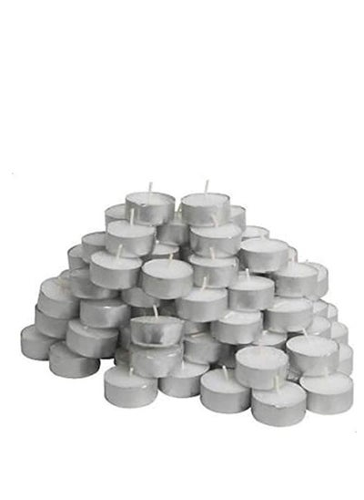 Buy 50-Piece Tealight Candle Set Silver/White in Saudi Arabia