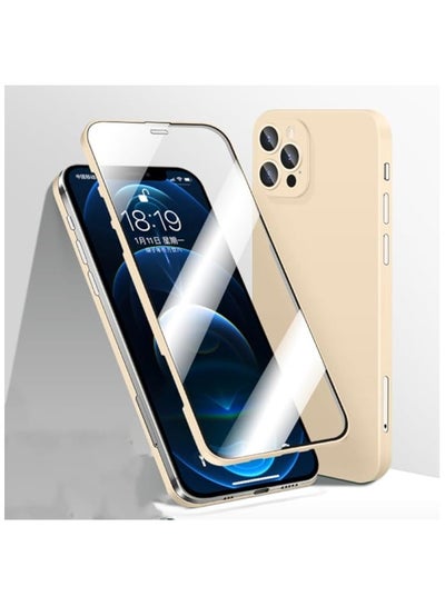 Buy 360 case for iPhone 11 Pro Max (protective case + transparent screen) ,Beige in Egypt