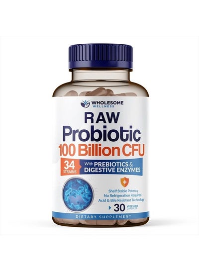 اشتري Organic Probiotics 100 Billion CFU, Dr Formulated Probiotics for Women, Probiotics for Men and Adults, Complete Shelf Stable Probiotic Supplement with Prebiotics & Digestive Enzymes; 30 Capsules في الامارات
