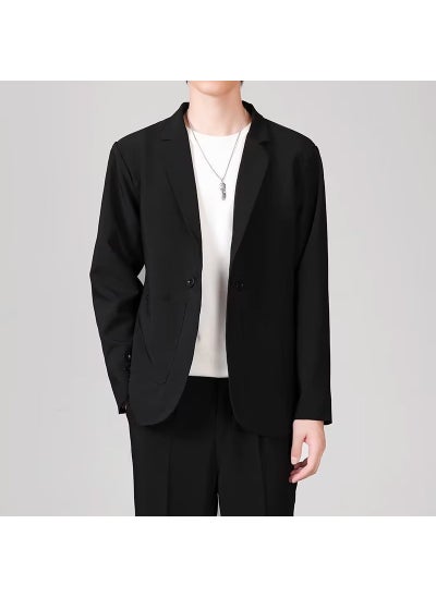 اشتري Mens Casual Blazer Autumn Korean Trendy Business Jacket Black في السعودية