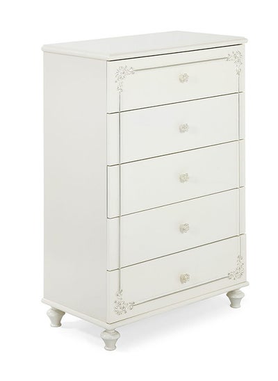 Buy Amina 5-Drawer Chest, Ivory White 90x133.4x48cm in UAE