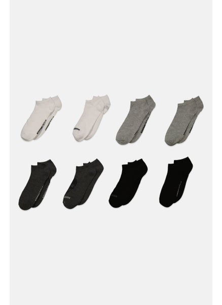 Buy Men 8 Pair Brand Logo Low Cut Socks, Black/Grey/white in UAE