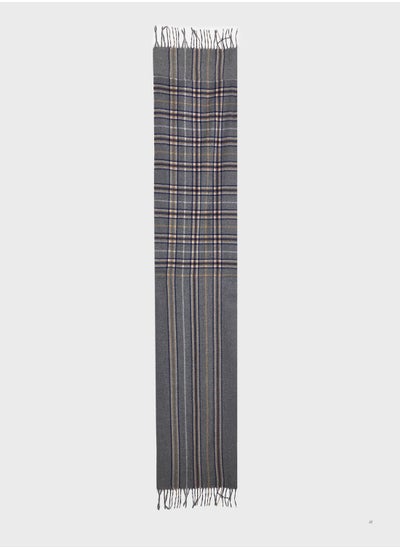 Buy Plaid Tassel Detail Scarf in UAE