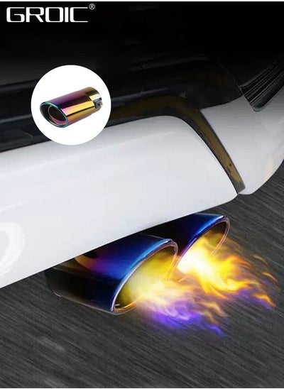 Buy Exhaust Muffler Pipe, Stainless Steel Car Exhaust Pipe, Universal Exhaust Tail Muffler Tip with Drainage Holes for Tail Throat,Automotive Stainless Steel Exhaust Tip in UAE